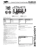 Preview for 1 page of Lightolier Calculite ProSpec PA2M1675 Specification