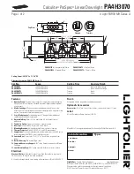 Lightolier Calculite ProSpec PA4H3070 Specification предпросмотр