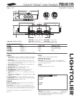 Lightolier Calculite ProSpec PB3A1175 Specification предпросмотр