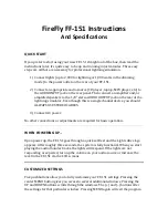 Preview for 1 page of Lights Alive FireFly FF-151 Instructions And Specifications