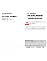 Lightwave Technology PKE-AL(PS)-UNI Owner'S Manual preview