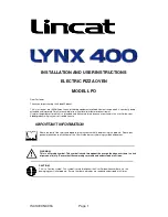 Preview for 1 page of Lincat Lunx 400 LPO Installation And User Instructions