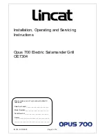 Preview for 1 page of Lincat Opus 700 Salamander OE7304 Installation, Operating And Servicing Instructions