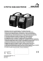 Lincoln Electric OERLIKON CITOTIG 1800 FORCE Safety Instruction For Use And Maintenance preview
