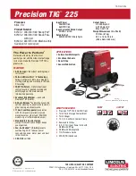 Preview for 1 page of Lincoln Electric Precision TIG 225 Specification Sheet