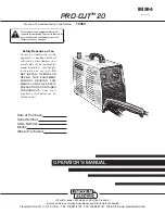 Lincoln Electric Pro-cut 20 Operator'S Manual preview