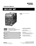 Lincoln Electric SAE-300 MP K4089-2 Operator'S Manual preview