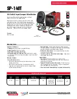 Lincoln Electric SP-140T Technical Specifications preview