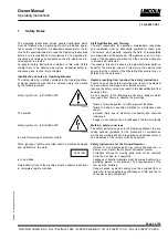 Предварительный просмотр 3 страницы Lincoln SAF1-YL Owner'S Manual