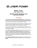 Предварительный просмотр 1 страницы Linear Power 1752S Owner'S Operation Manual And Installation Manual