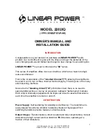 Linear Power 2202IQ Owner'S Manual And Installation Manual предпросмотр