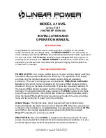 Linear Power 4.1HVS Installation And Operation Manual preview