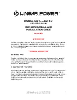 Linear Power EQ-1 Owner'S Manual And Installation Manual preview