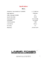 Preview for 6 page of Linear Power PA II Owner'S Manual