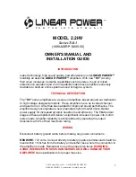 Linear Power Series TO-3 Owner'S Manual And Installation Manual предпросмотр