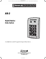 Preview for 1 page of Linear Digital Keyless Entry System AK-3 Installation And Programming Instructions