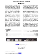 Предварительный просмотр 2 страницы Link electronics Master Analog Generator SPG-812/SD Specification Sheet