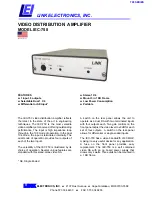 Preview for 1 page of Link electronics Video Distribution Amplifier IEC-750 Specification Sheet