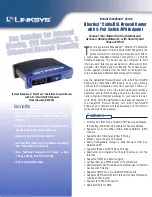 Предварительный просмотр 1 страницы Linksys BEFSX41 - Instant Broadband EtherFast Cable/DSL Firewall Router Specifications