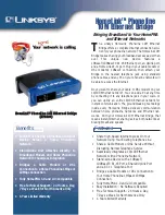 Предварительный просмотр 1 страницы Linksys HomeLink HPB200 Specification Sheet