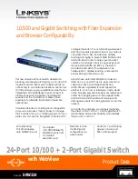 Предварительный просмотр 1 страницы Linksys SRW224 - 10/100 - Gigabit Switch Specifications