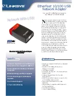 Preview for 1 page of Linksys USB100TX - EtherFast 10/100 USB Network Adapter Specifications