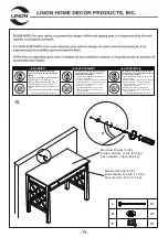 Предварительный просмотр 13 страницы Linon 20420 Manual