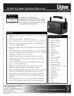 Listen Technologies LR-600-072 Specification Sheet preview