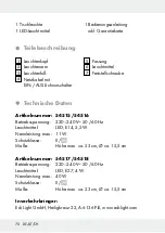 Предварительный просмотр 70 страницы LIVARNO LUX 279080 Operation And Safety Notes