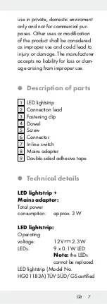 Preview for 7 page of LIVARNO LUX 288528 Operation And Safety Notes