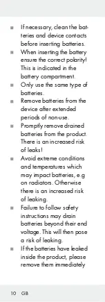 Preview for 10 page of LIVARNO LUX 91748 Assembly And Safety Advice