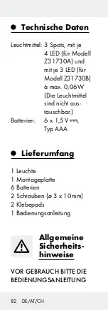 Preview for 82 page of LIVARNO LUX 91748 Assembly And Safety Advice