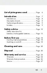 Предварительный просмотр 5 страницы LIVARNO 366214 2101 Operation And Safety Notes