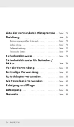 Предварительный просмотр 73 страницы LIVARNOLUX 311975 Operation And Safety Notes