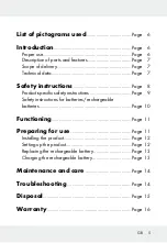 Предварительный просмотр 5 страницы LIVARNOLUX 315252 Assembly, Operating And Safety Instructions