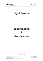 Preview for 1 page of Liverage Light Source Specification & User Manual