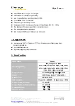 Preview for 4 page of Liverage Light Source Specification & User Manual