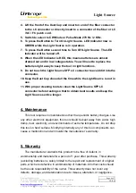 Preview for 6 page of Liverage Light Source Specification & User Manual