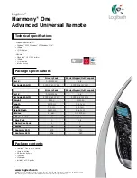 Preview for 2 page of Logitech Harmony One Specifications