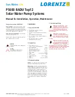 Lorentz pump PS600 BADU Top12 Installation, Operation & Maintenance Manual preview