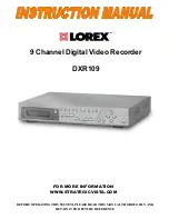 Preview for 1 page of Lorex DXR109 Instruction Manual