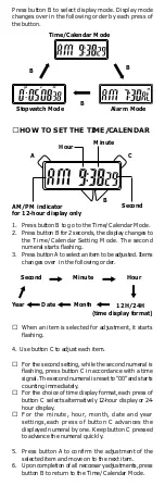 Preview for 2 page of LORUS Y704 Instruction Manual