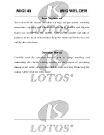 Preview for 3 page of LOTOS MIG140 Manual