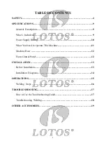 Preview for 2 page of LOTOS TIG140 Manual