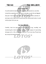 Preview for 3 page of LOTOS TIG140 Manual