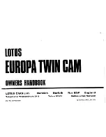 Preview for 1 page of Lotus Europa Twin Cam Owner'S Handbook Manual