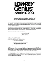 Предварительный просмотр 9 страницы Lowrey Genius G200 Owner'S Manual