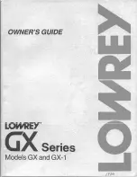 Предварительный просмотр 1 страницы Lowrey GX G-400 Owner'S Manual