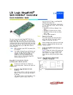 Предварительный просмотр 1 страницы LSI MegaRAID SAS 8300XLP Quick Installation Manual