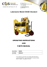 Предварительный просмотр 1 страницы Lubemaster OS600 Standard Operating Instructions And Parts Manual